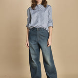 camicia a righe con colo guru. CHE0185 BLE5825W soeur 