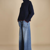 maglia dolcevita over SAMANTHA BLU NAVY ROSSO tenne' 