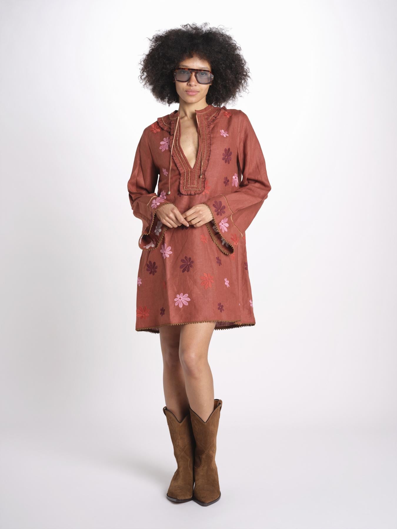 mini caftano con ricami fiori TESS LVSS2026114 TERRACOTTA lug von siga 