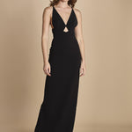 maxidress con spalline sottili incrociate MILLY BLACK solace 