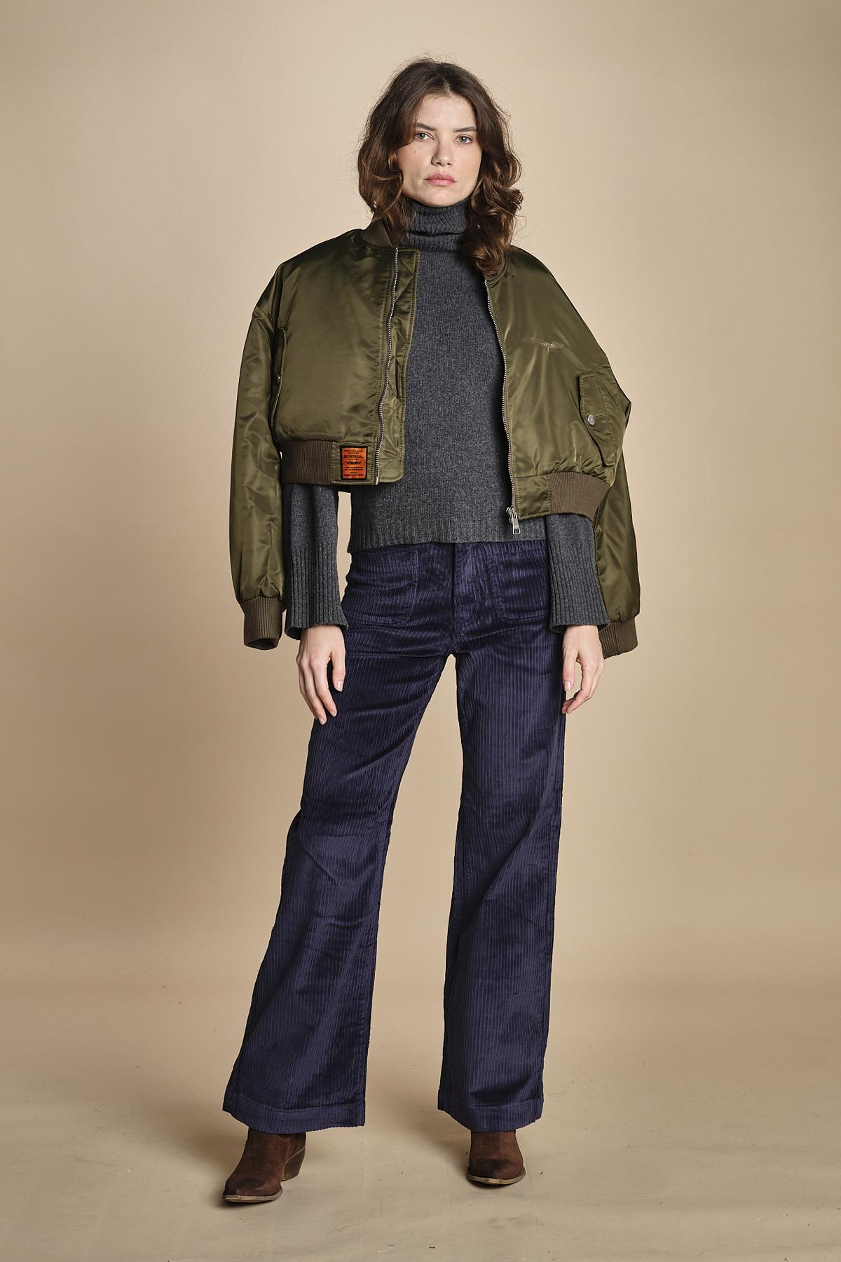 pantalone a zampa con taschine FAUVE WX NAVY fam 