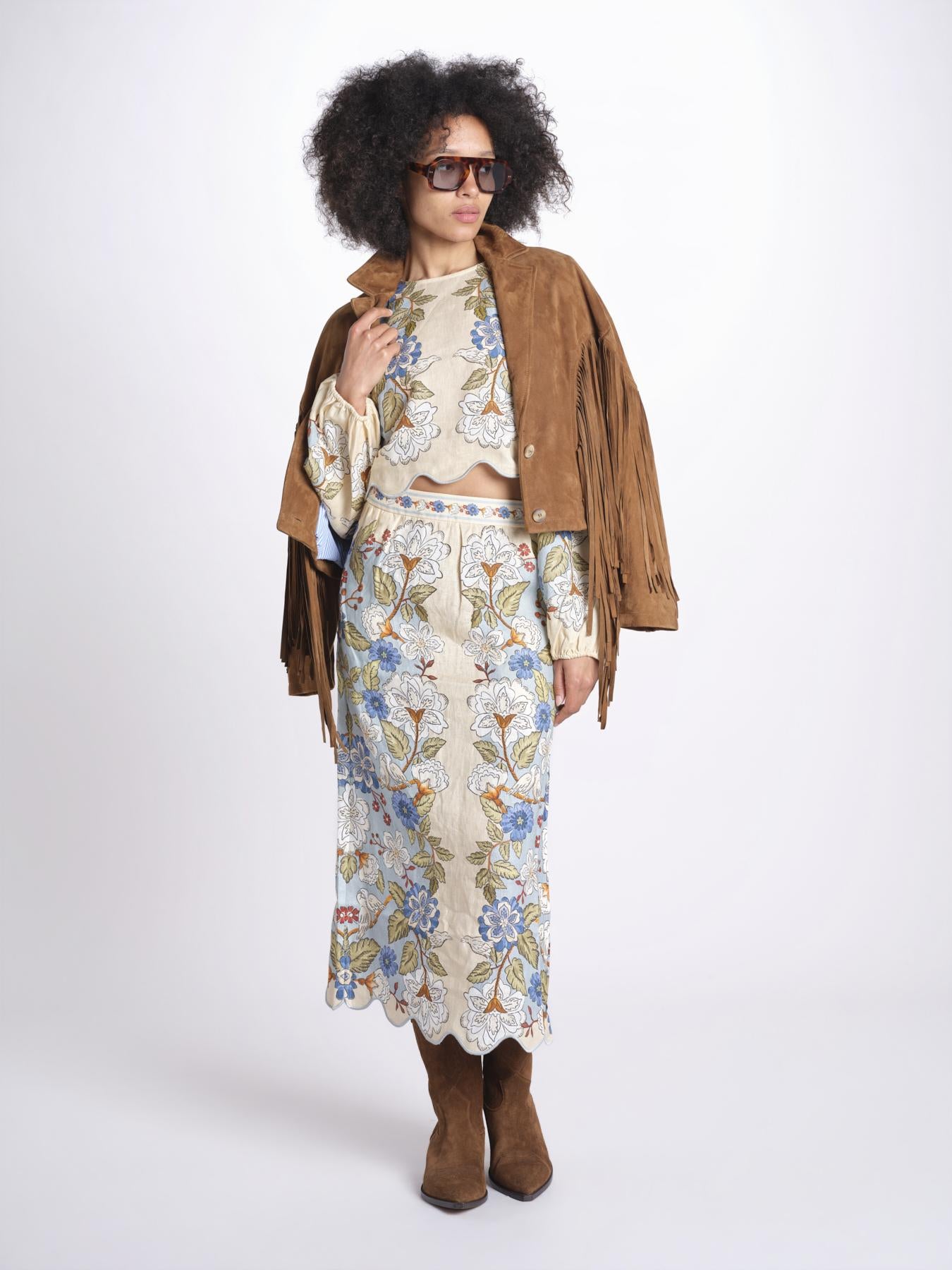 camicia cropped stampata 350502 GARDEN BLU 26046 farm rio 