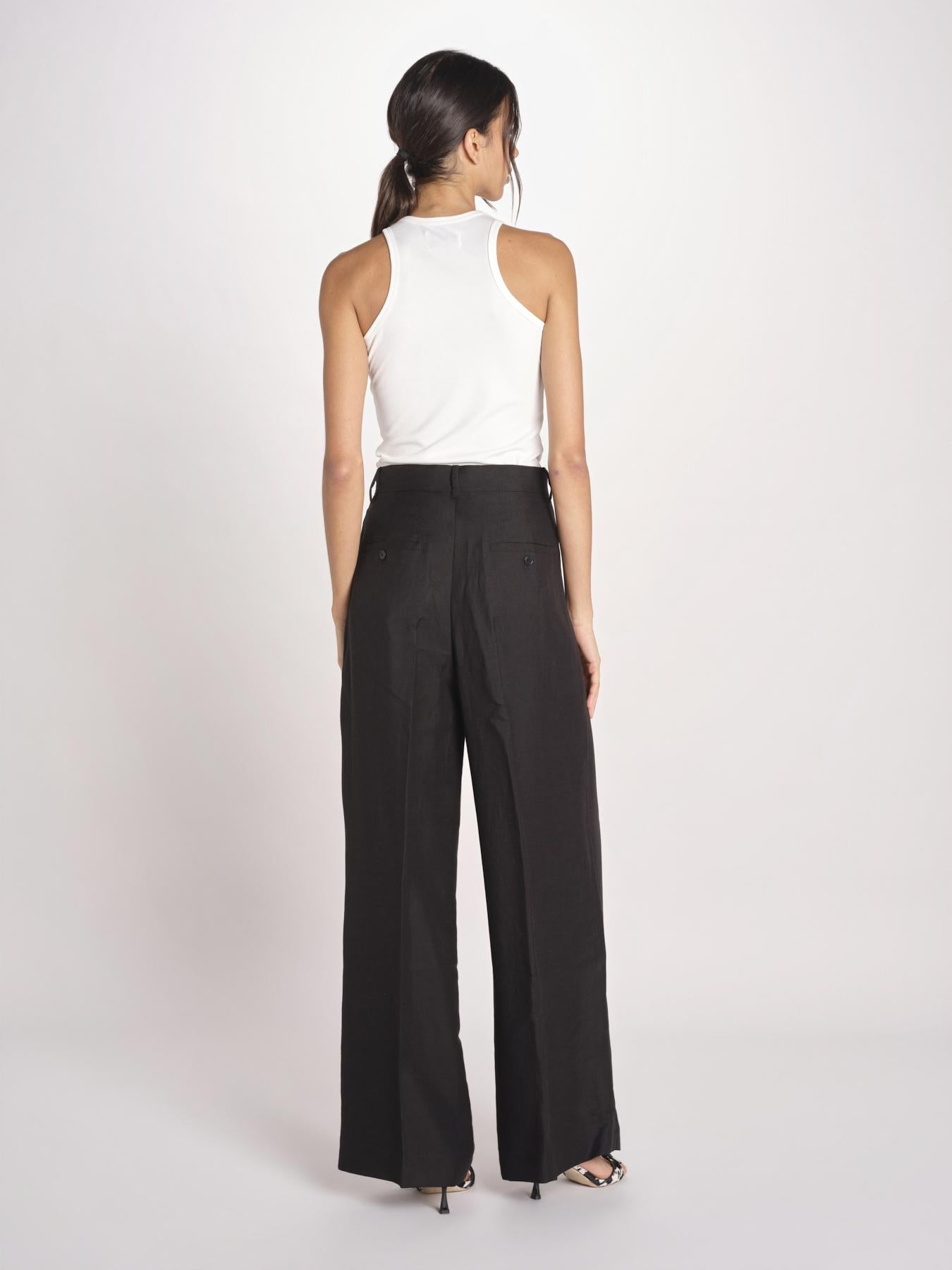 pantalone con due pinces in lino VELIERO 2615131092600 003 NERO weekend maxmara 