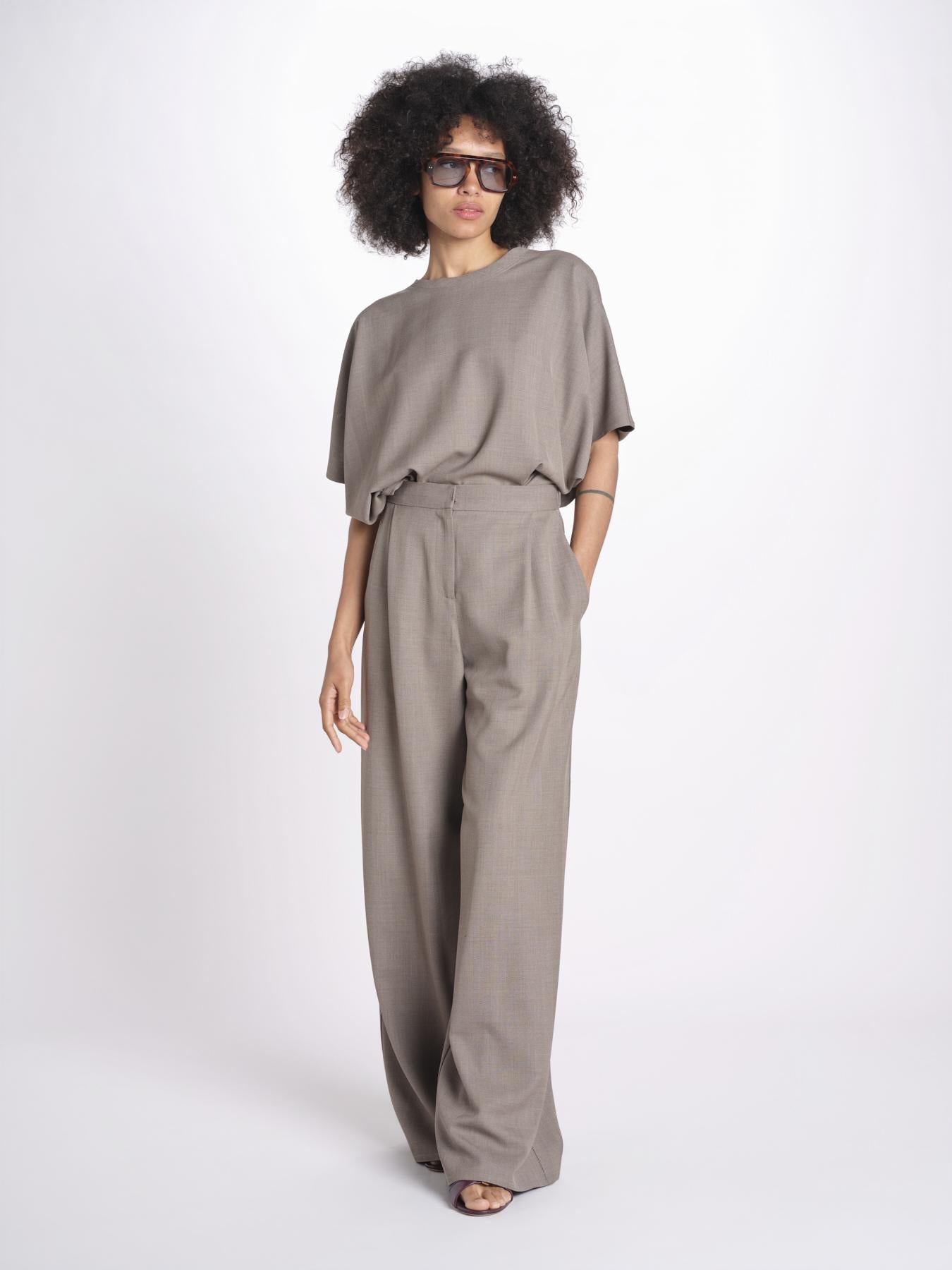 pantalone con tessuto diagonale U3011 TORTORA dusan 