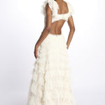 LOLA BACKLESS abito lungo in tulle LOLA BACKLESS GOWN AVORIO needle & tread 