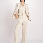 pantalone in lino MALIZIA 2615131112600 023 ECRU weekend maxmara 