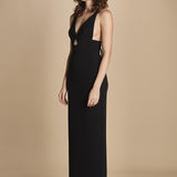 maxidress con spalline sottili incrociate MILLY BLACK solace 