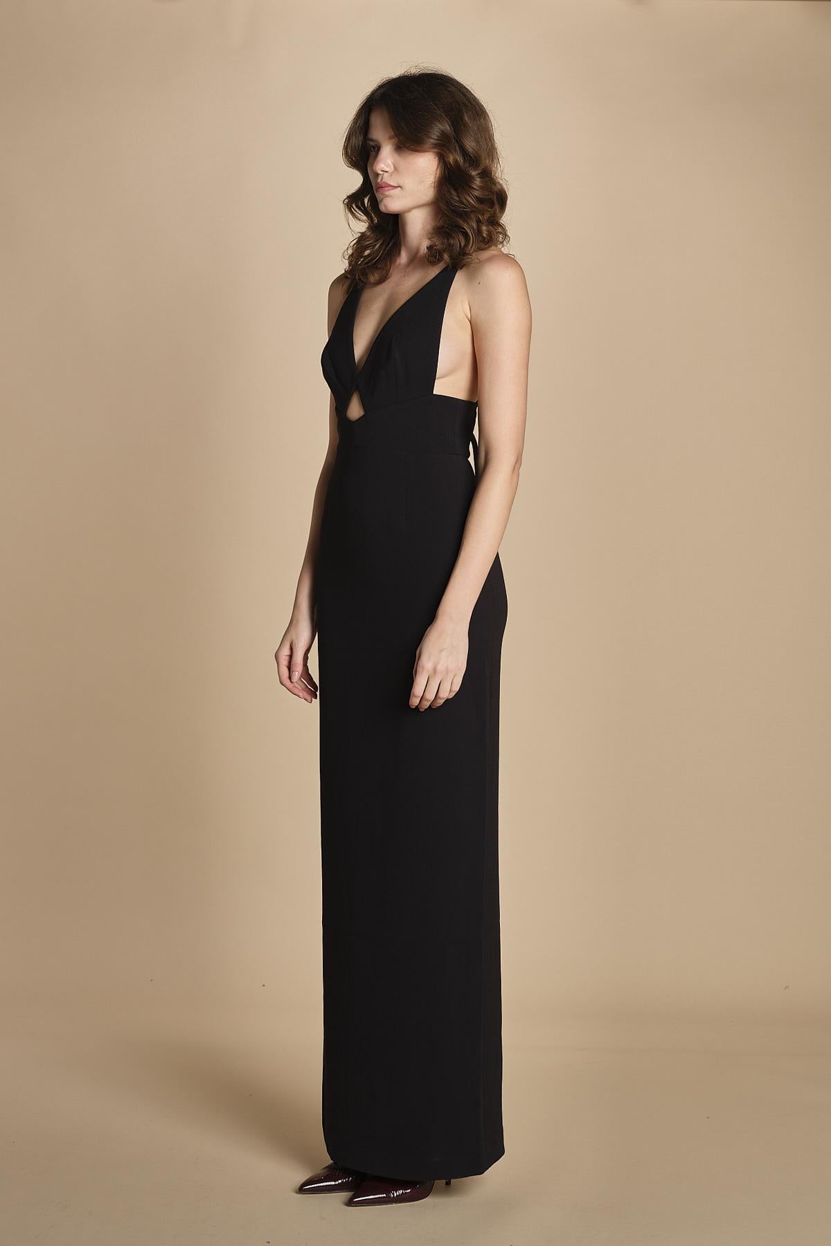 maxidress con spalline sottili incrociate MILLY BLACK solace 