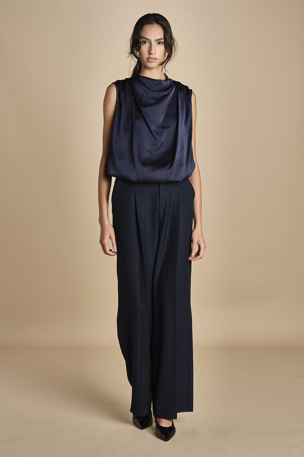 TUX top senza manica con drappeggio F25-141 292 MIDNIGHT oscar 