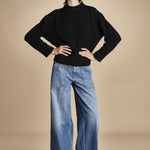 maglia girocollo over CLAUDIA GIROCOLLO NERO_CAMMELLO tenne' 