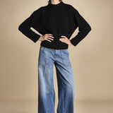 maglia girocollo over CLAUDIA GIROCOLLO NERO_CAMMELLO tenne' 