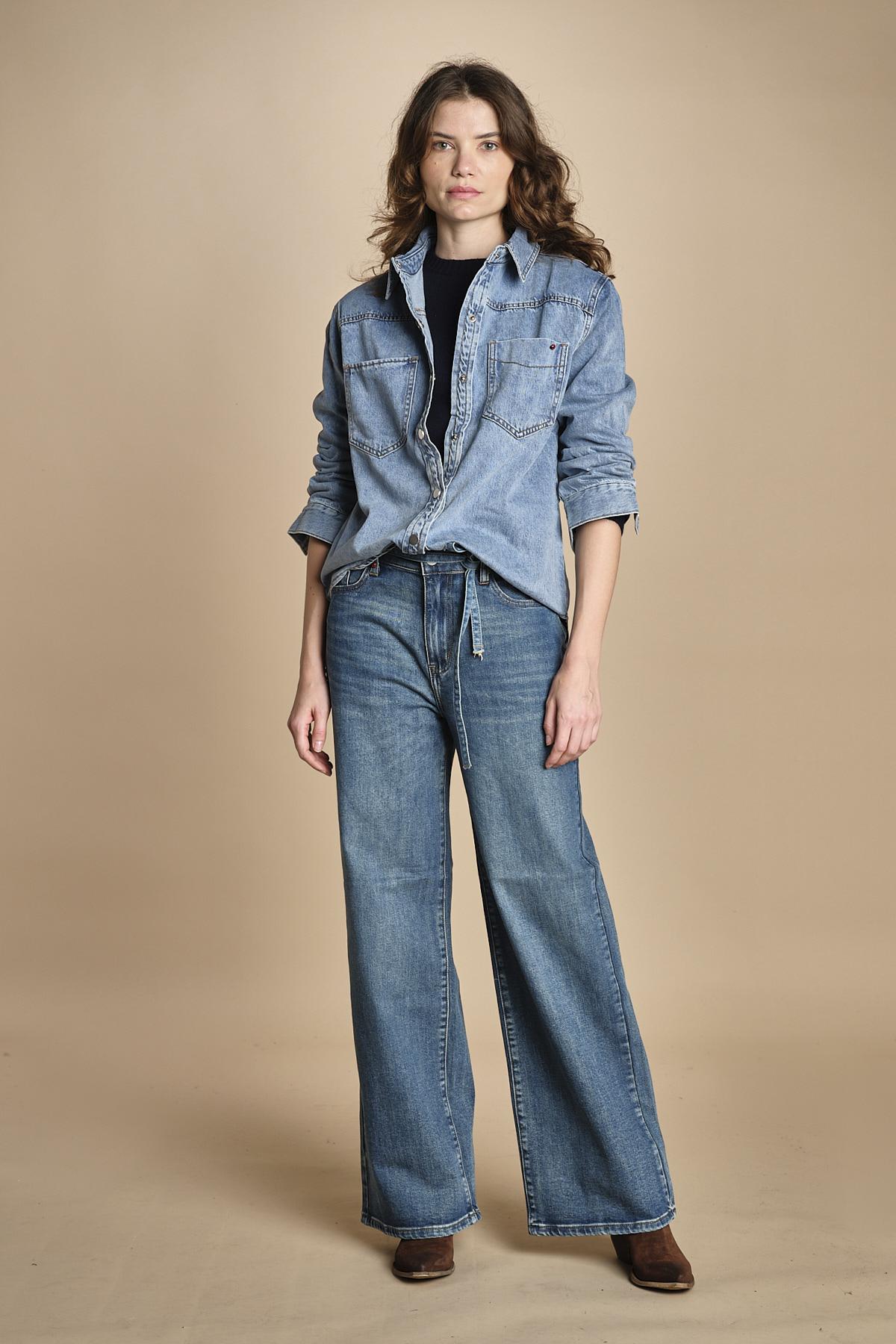 camicia in denim SOFIA BLUE fam 