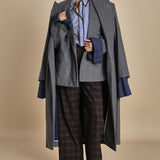 OLLY blazer doppiopetto in flanella over MJD503_A60003 1002 MEDIUM GREY FLANEL jejia 
