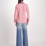 camicia in tessuto pesante collo e polsi ricamato ALVINA RED CHECKS jupe by jackie 