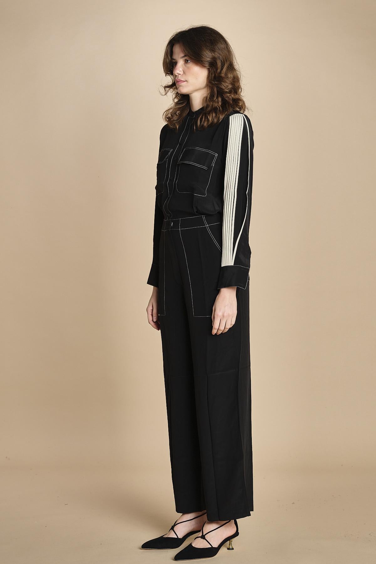 tuta con manica plisse BL_2269J BLACK bodice 