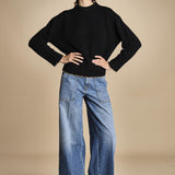 maglia girocollo over CLAUDIA GIROCOLLO NERO_CAMMELLO tenne' 