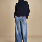 maglia dolcevita over SAMANTHA BLU NAVY ROSSO tenne' 