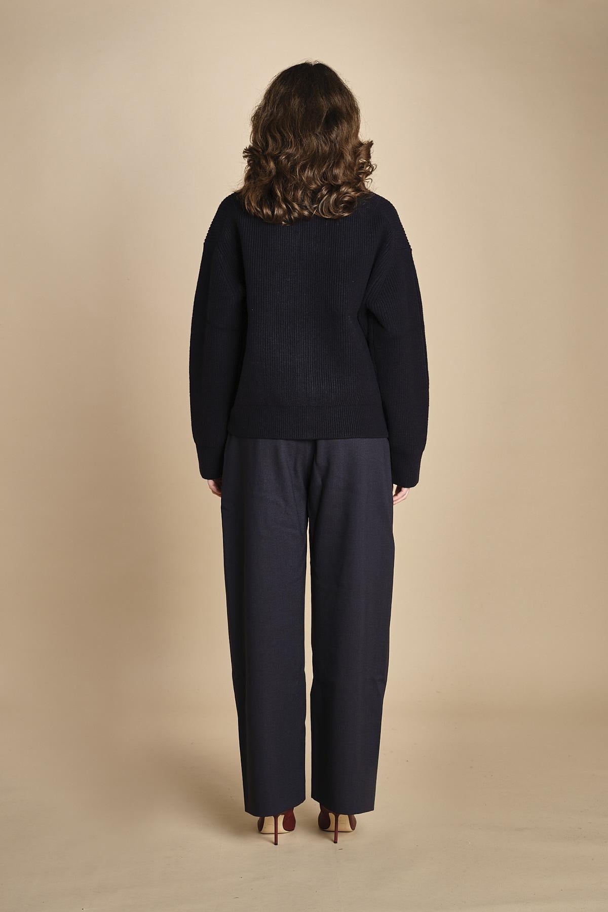 maglia a coste con la zip SANDOS DARKEST NAVY studio nicholson 