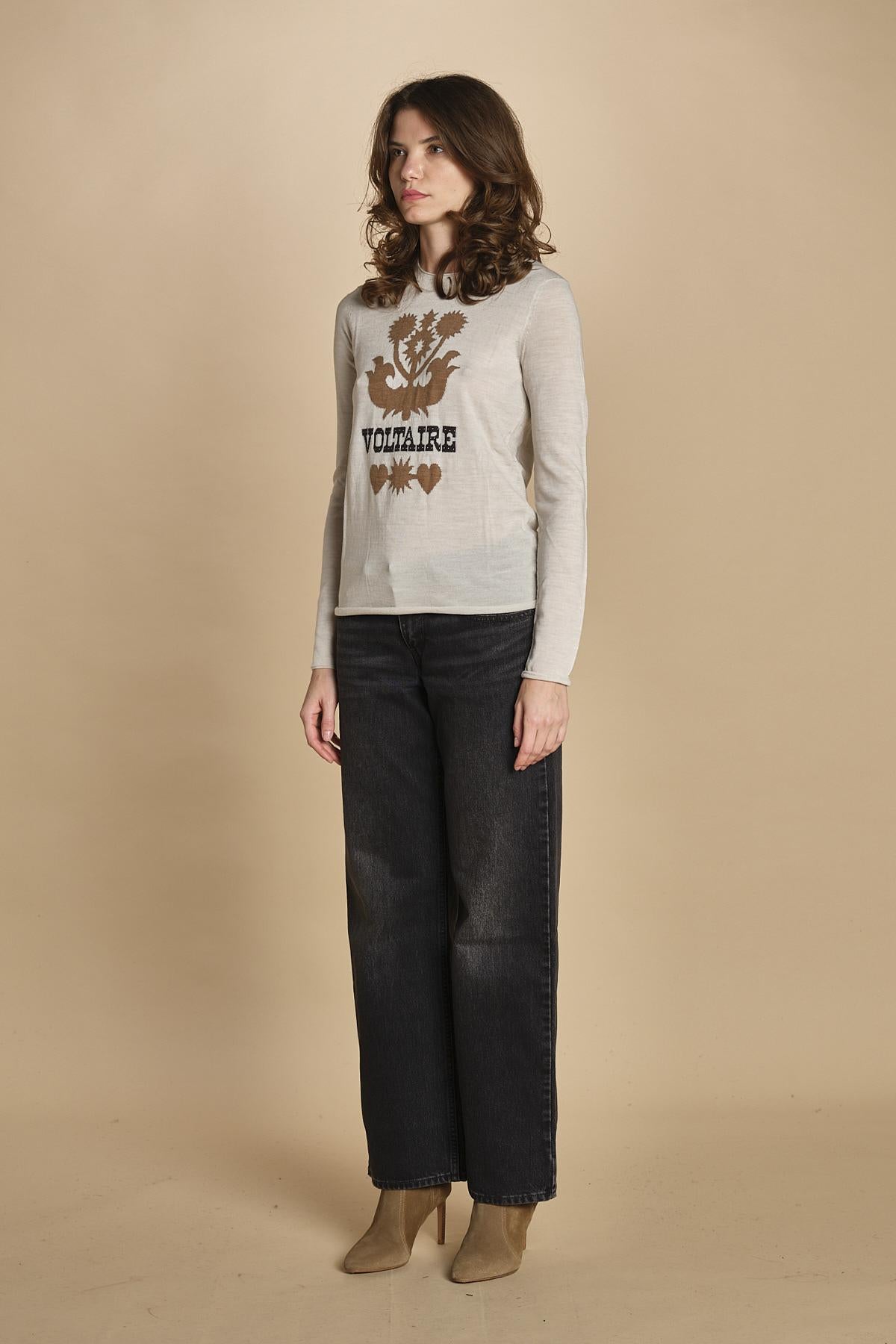 felpa lunga. KWSW02802 ECRU 102 zadig & voltaire 
