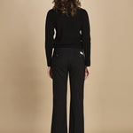 pantalone lungo a zampa. PAOLINA PL142 NERO nine in the morning 