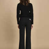 pantalone lungo a zampa. PAOLINA PL142 NERO nine in the morning 