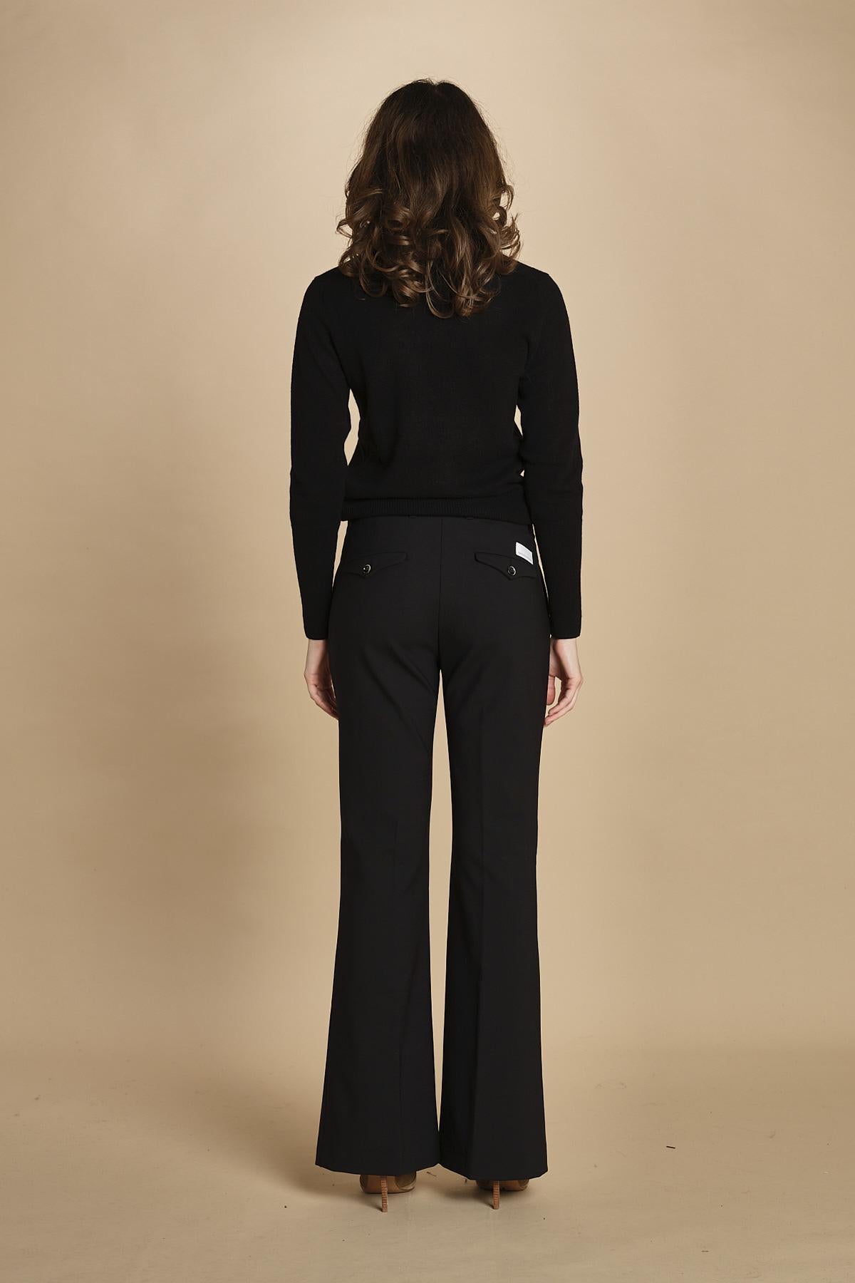 pantalone lungo a zampa. PAOLINA PL142 NERO nine in the morning 