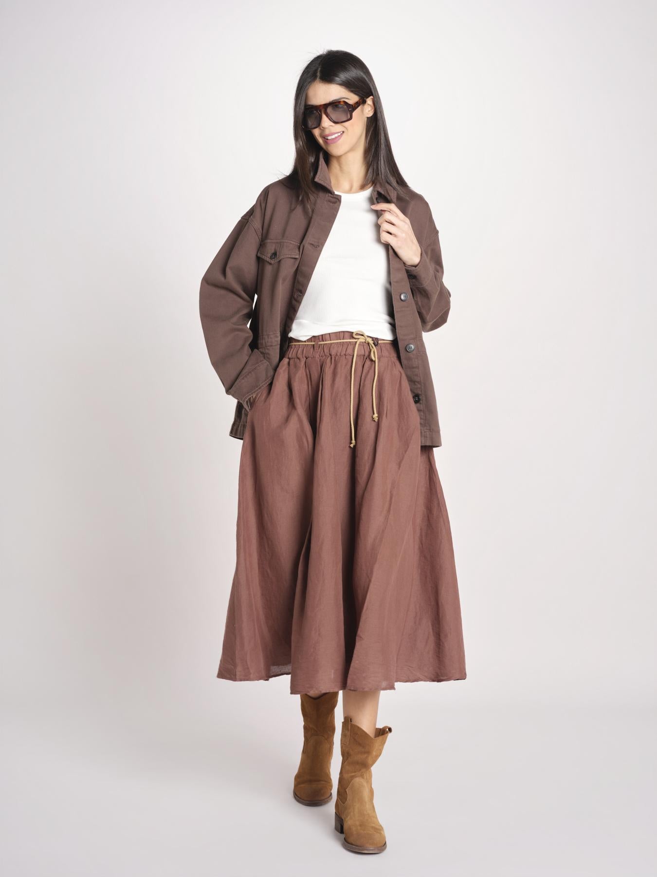 gonna in lino con coulisse MARTINA SOFTLINEN BROWN true avenue 