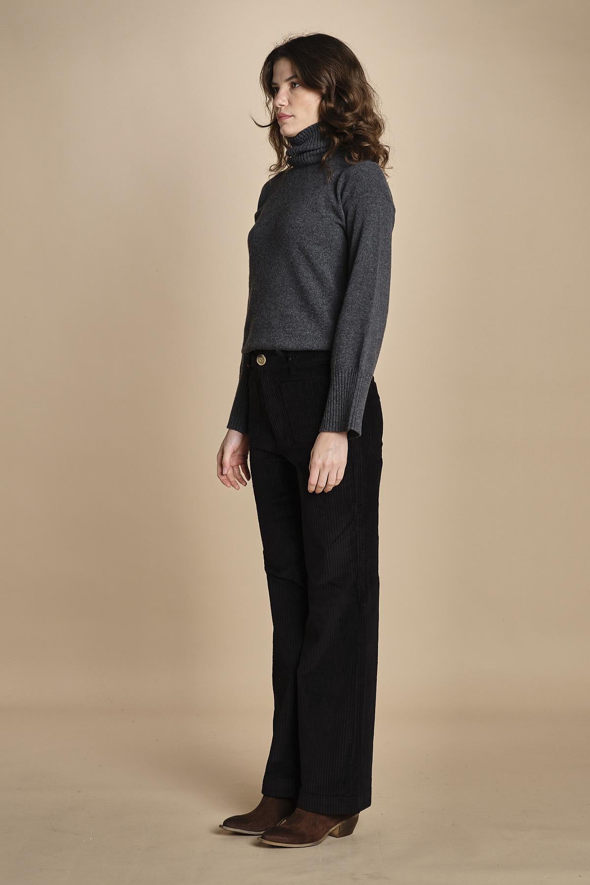 pantalone a zampa con taschine FAUVE WX BLACK fam 