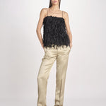 pantalone in shantung B033-5980-1186 KAKI CHIARO n21 