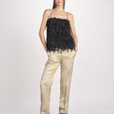 pantalone in shantung B033-5980-1186 KAKI CHIARO n21 