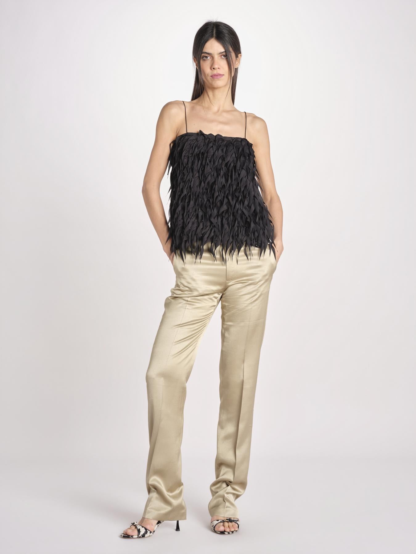pantalone in shantung B033-5980-1186 KAKI CHIARO n21 