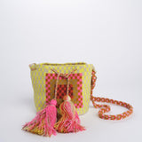 PELICAN mini bag macrame G12W-0001-3023-054 YELLOW PINK guanabana 