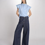 Camicia intarsio maniche alette GIFTY 6EVA04-V09857 AZUR vanessa bruno 