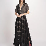 abito lungo a balze CHARLOTTE BLACK ECRU mes demoiselles 