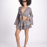 minigonna a balze in lurex gessato ROSE STONE GREY christianzen 