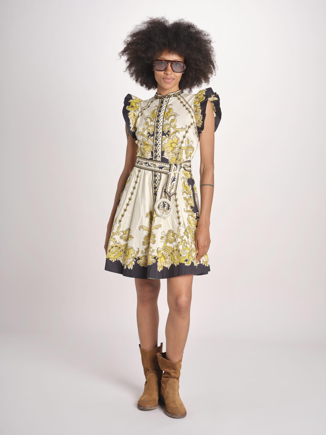 miniabito stampato BARONESSA PAPYRUS.GOLD.BLACK scarlett poppies 