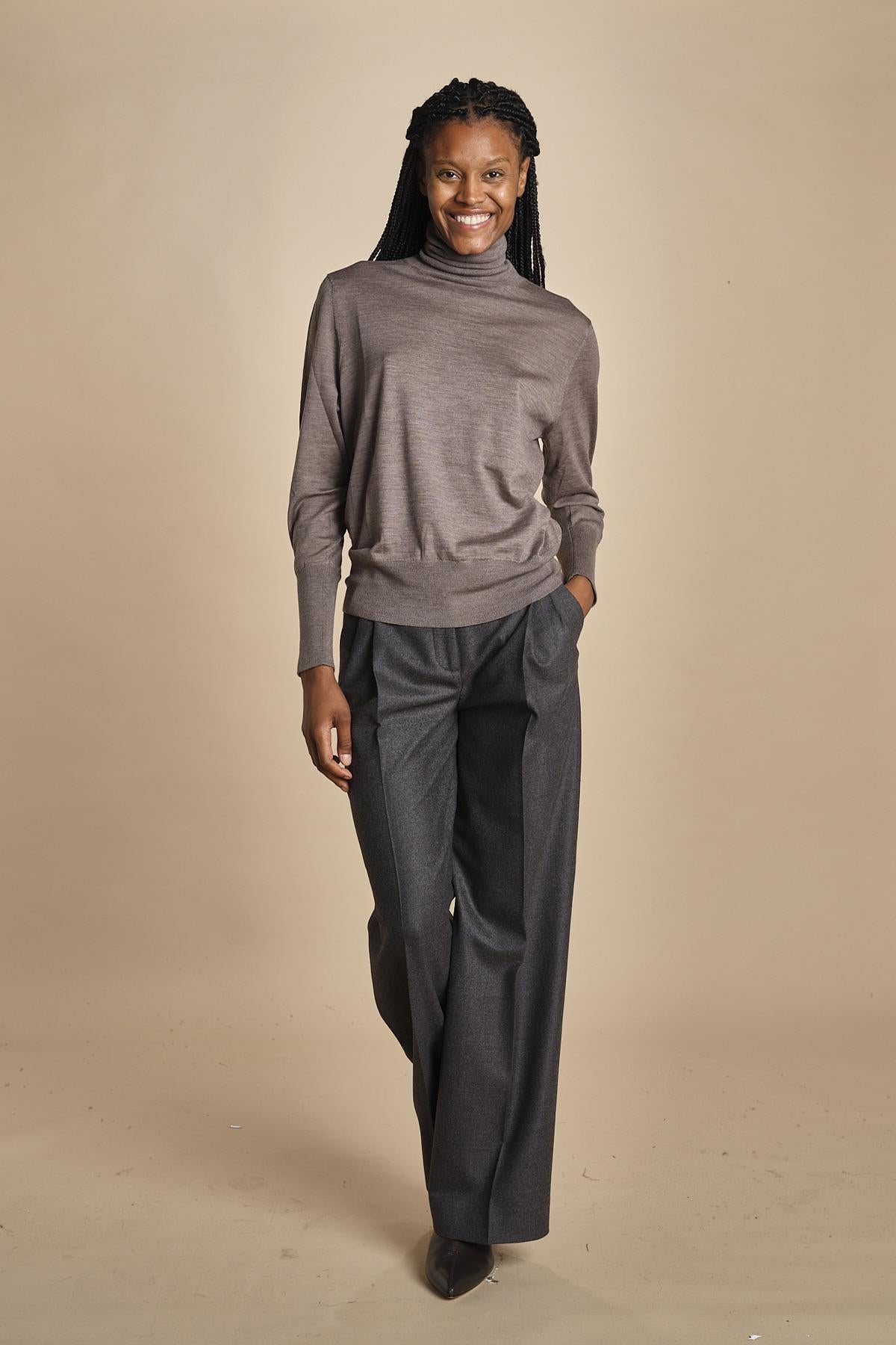 pantalone con pinces in flanella MAFALDA T 357194 50 quelledue 