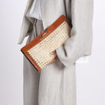 busta in paglia e dettagli in pelle MALE P26CAT71 NATBRAN catarzi 1910 