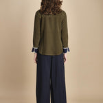 camicia con collo e polsi a contrasto CR_3069T OLIVE bodice 