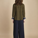 camicia con collo e polsi a contrasto CR_3069T OLIVE bodice 