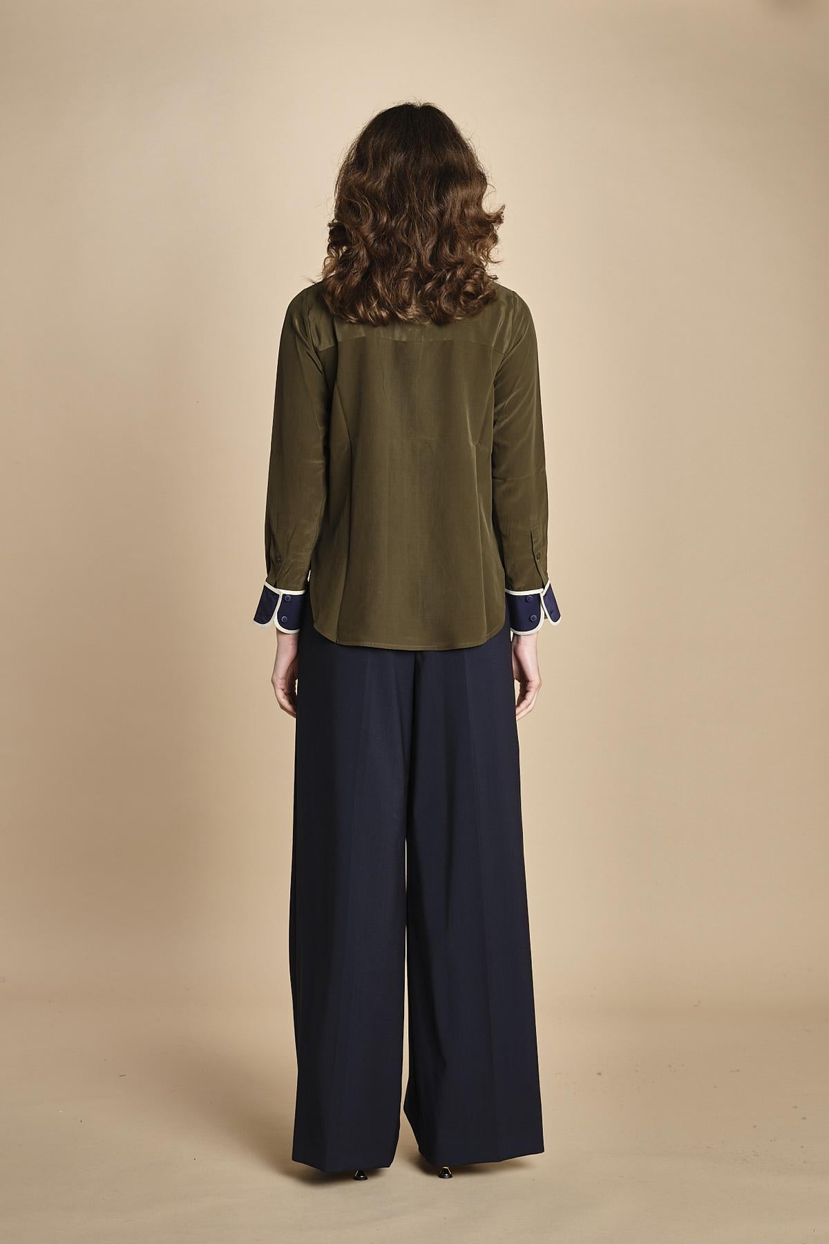 camicia con collo e polsi a contrasto CR_3069T OLIVE bodice 