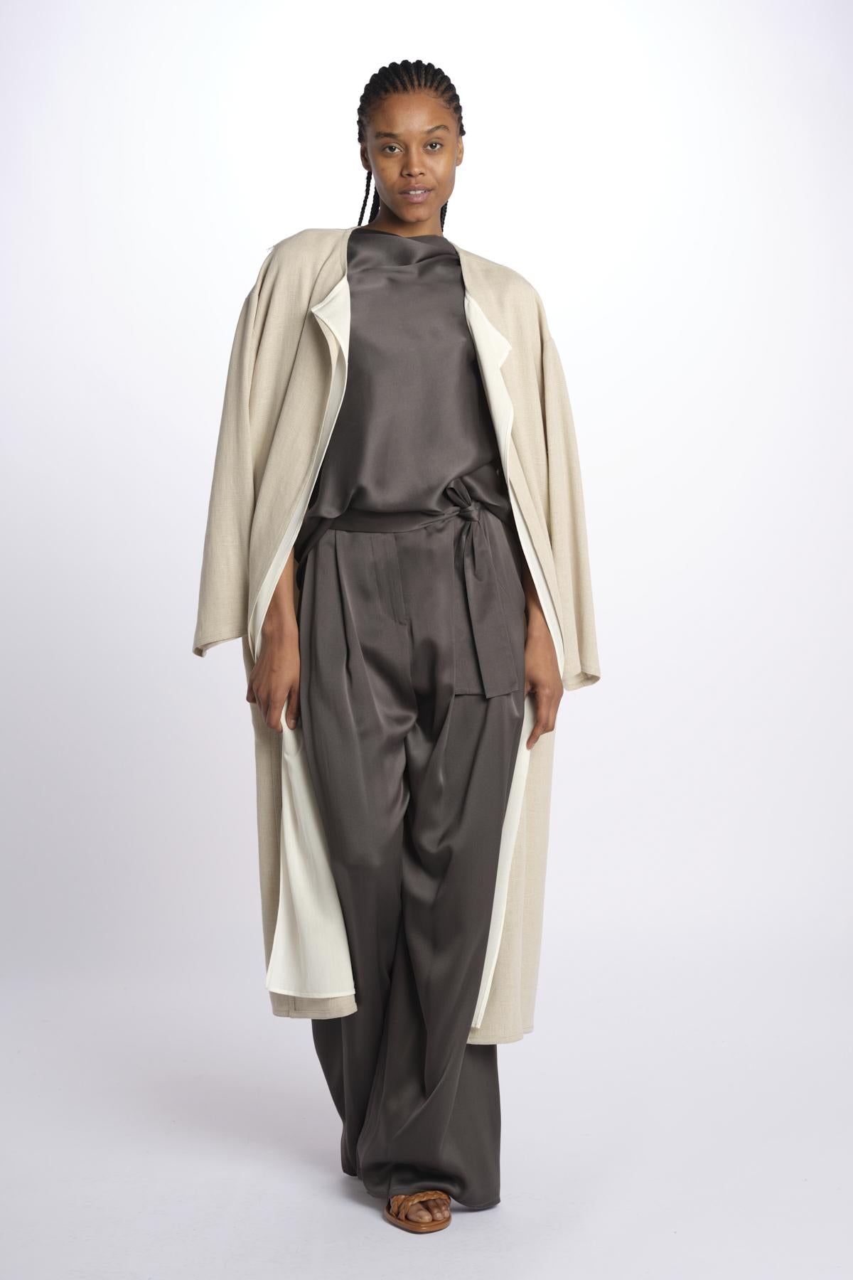 2857 top asimmetrico in crepe satin 2857 STONE MEDIUM dusan 