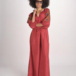 pantalone in seta over BE25252 RUST benaras soleil 