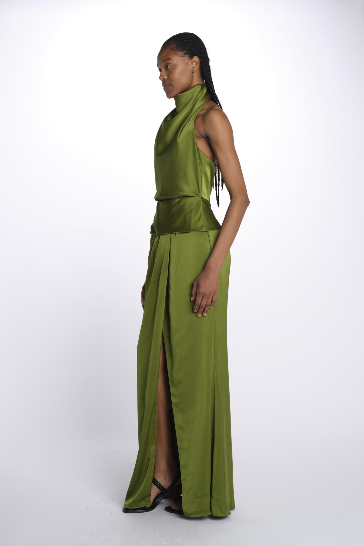 MAISON GROWN abito in satin scollo americano 10112295 8611 halston 