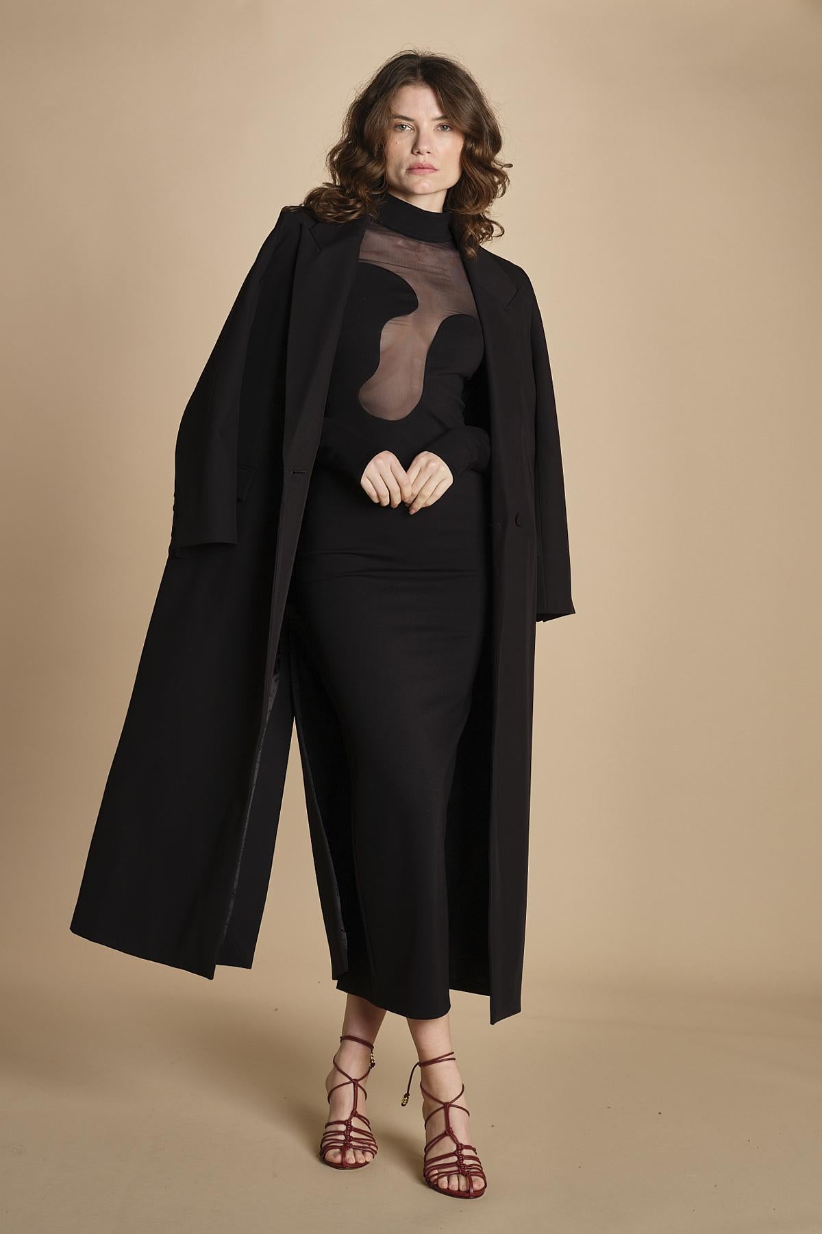 abito manica lunga con trasparenze UPTOWN BLACK undress code 