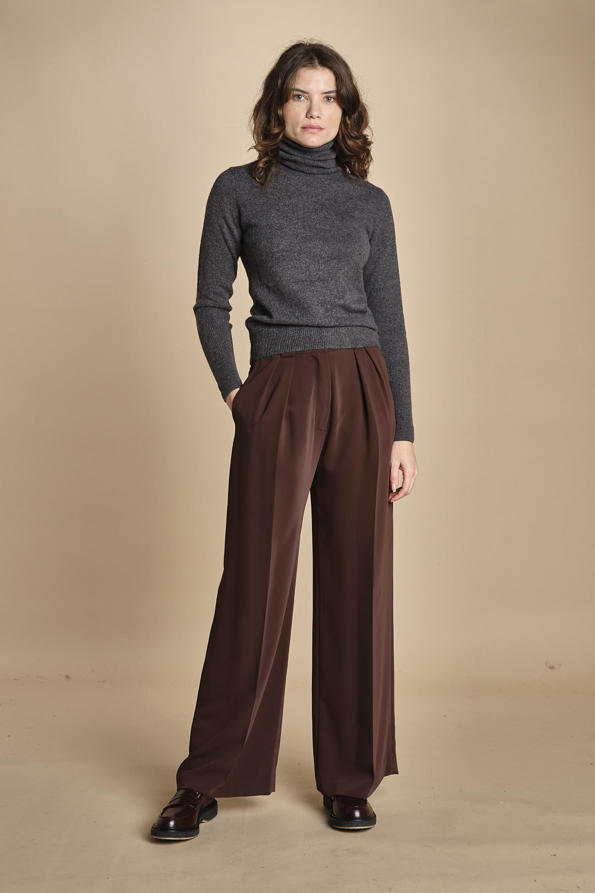 pantalone con pinces 15P008PL022 P157 DARK BROWN ines de la fressange 