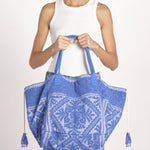 shopping quadrata dipinta a mano SHQM-26E18- B 12 BLUETTE le daf 