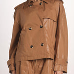 giubbotto in lino cerato TATI WAXTOUCH BROWN true avenue 