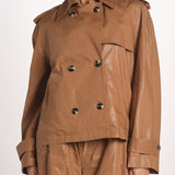 giubbotto in lino cerato TATI WAXTOUCH BROWN true avenue 