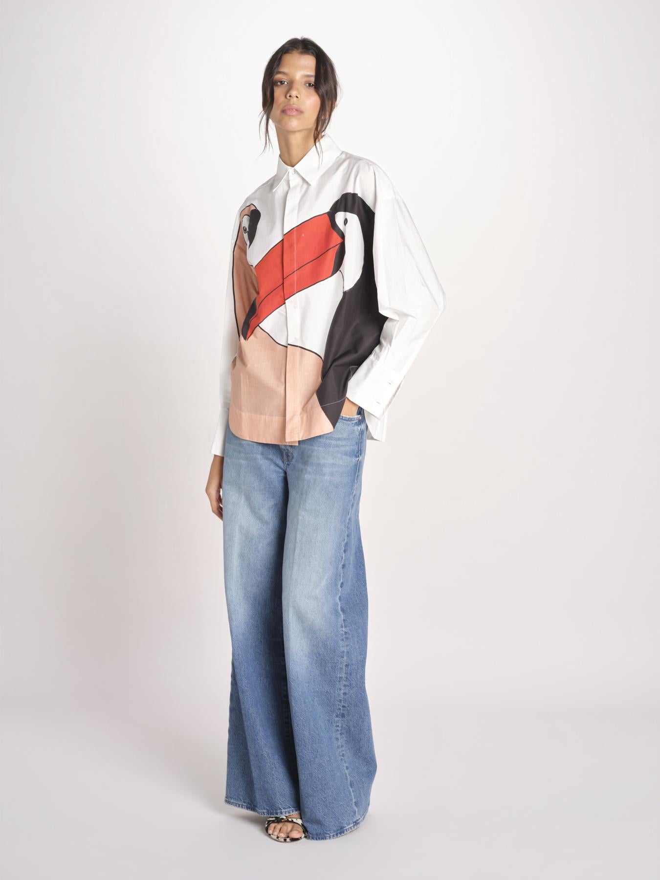 camicia con tucano GRAPHIC BIRDS 348572 BLUSH farm rio 